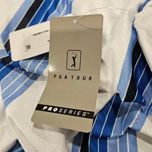 PGA Tour Pro Series Men’s Size Large White/Blue UPF‎ 50 Polo Golf Shirt NWT - Picture 5 of 8